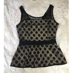 C. Luce Illusion Lace Sleeveless Peplum Top
